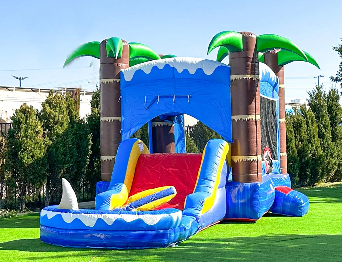 SHARK BOUNCE HOUSE w/ SLIDE COMBO 14ft x 26ft