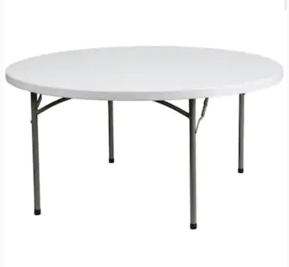 5ft Round White Banquet Table | Sturdy & Spacious